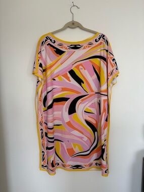 Emilio Pucci Pink, Yellow & Black Abstract Swim Coverup